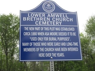 Lower Amwell Brethren Church Cemetery Marker #2. Click for full size. Lower Amwell Brethren Church Cemetery Marker #2 image. Click for full size.