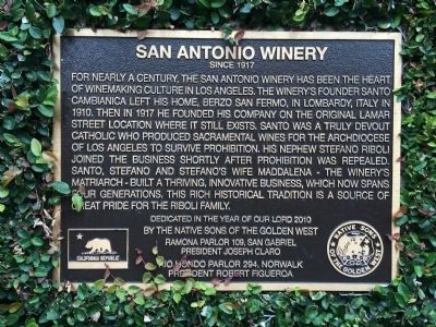 San Antonio Winery Marker image. Click for full size.