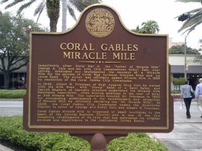 Coral Gables Miracle Mile Marker. Click for full size. Coral Gables Miracle Mile Marker image. Click for full size.