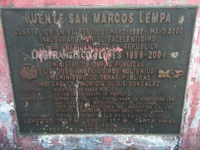 San Marcos Lempa Bridge Marker image. Click for full size.