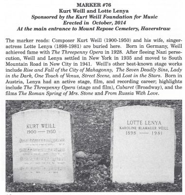 Kurt Weill and Lotte Lenya Marker image. Click for full size.