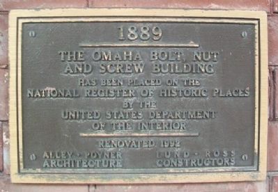 The Omaha Bolt, Nut and Screw Building NRHP Marker image. Click for full size.
