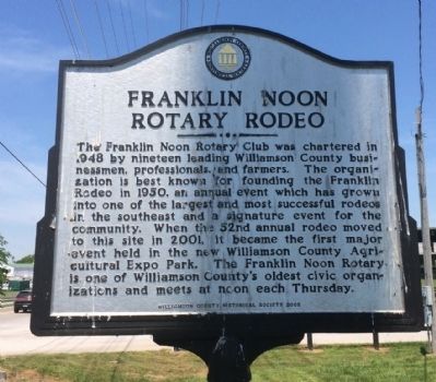 Franklin Noon Rotary Rodeo Marker. Click for full size. Franklin Noon Rotary Rodeo Marker image. Click for full size.