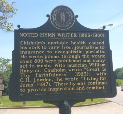 Noted Hymn Writer (1866-1960) Marker. Click for full size. Noted Hymn Writer (1866-1960) Marker image. Click for full size.