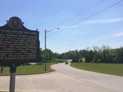 View of marker looking south on Steele Road. image. Click for full size.
