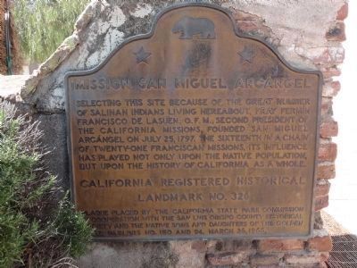 Mission San Miguel Arcangel Marker. Click for full size. Mission San Miguel Arcangel Marker image. Click for full size.