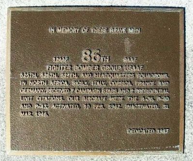 86th Fighter Bomber Group Marker. Click for full size. 86th Fighter Bomber Group Marker image. Click for full size.