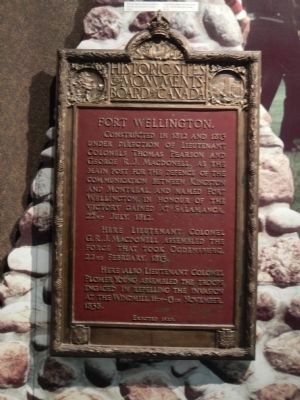 Fort Wellington plaque, located inside the blockhouse image. Click for full size.