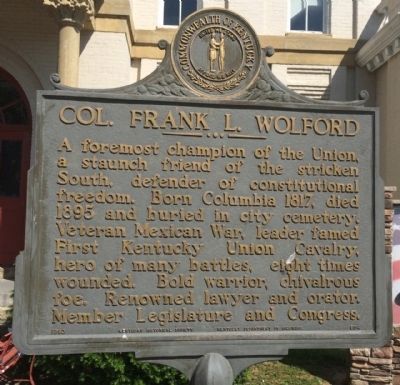 Col. Frank L. Wolford Marker image. Click for full size.