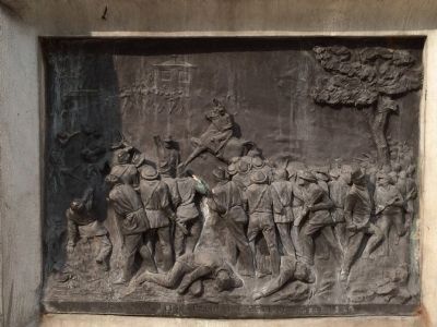 Bronze relief of the Battle of San Pedro Perulapan image. Click for full size.