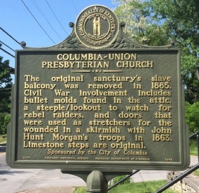 Columbia-Union Presbyterian Church Marker (Side 2) image. Click for full size.