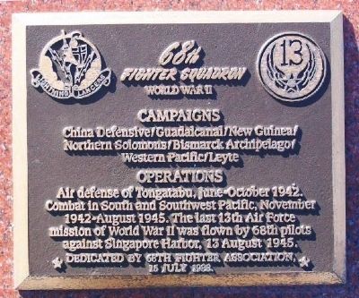 68th Fighter Squadron Marker. Click for full size. 68th Fighter Squadron Marker image. Click for full size.