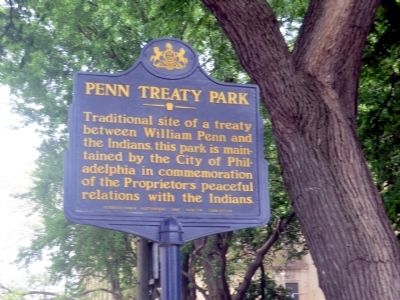 Penn Treaty Park Marker image. Click for full size.
