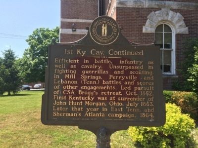 1st Ky. Cav. Continued Marker (Rear) image. Click for full size.