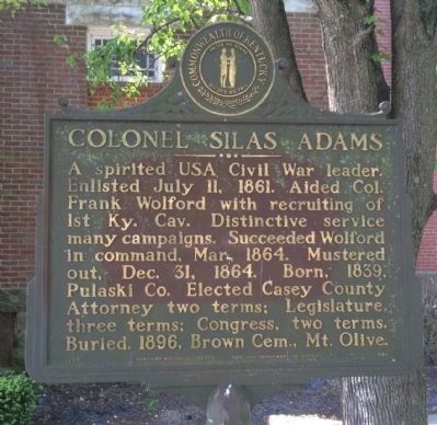 Colonel Silas Adams Marker. Click for full size. Colonel Silas Adams Marker image. Click for full size.
