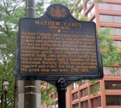 Mathew Carey Marker. Click for full size. Mathew Carey Marker image. Click for full size.