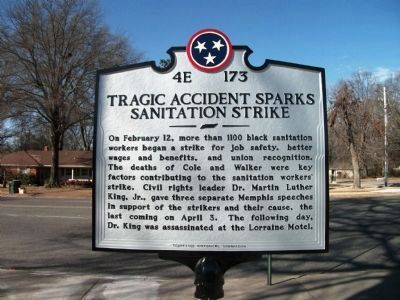 Tragic Accident Sparks Sanitation Strike Marker image. Click for full size.