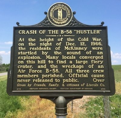 Crash of the B-58 "Hustler" Marker (Front) image. Click for full size.
