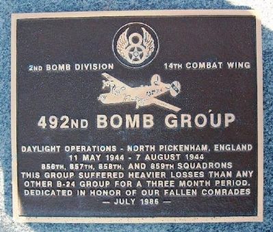 492nd Bomb Group Marker. Click for full size. 492nd Bomb Group Marker image. Click for full size.