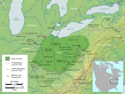 Former Ohio territory map showing Indian battles. image. Click for full size.