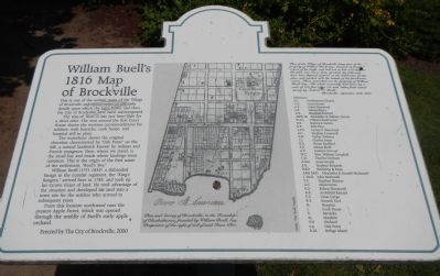 William Buell’s 1816 Map of Brockville Marker. Click for full size. William Buell’s 1816 Map of Brockville Marker image. Click for full size.