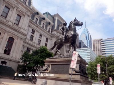 General George B. McClellan statue in front of City Hall. Click for full size. General George B. McClellan statue in front of City Hall image. Click for full size.