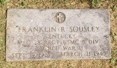 VA Grave marker for PFC Franklin Runyon Sousley image. Click for full size.