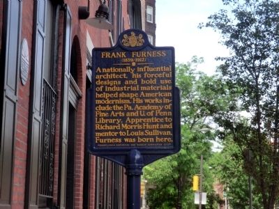 Frank Furness Marker. Click for full size. Frank Furness Marker image. Click for full size.