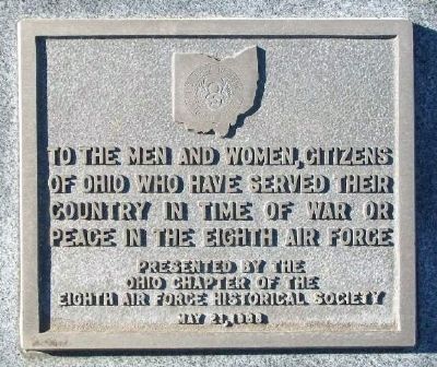 Ohioans Who Served in the 8th Air Force Marker. Click for full size. Ohioans Who Served in the 8th Air Force Marker image. Click for full size.