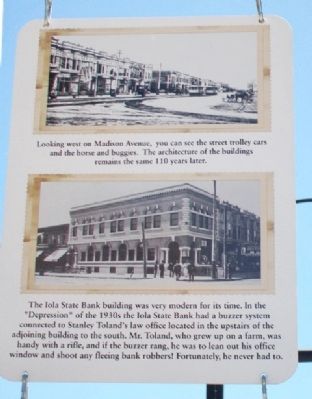 Iola State Bank and Madison Avenue Marker image. Click for full size.