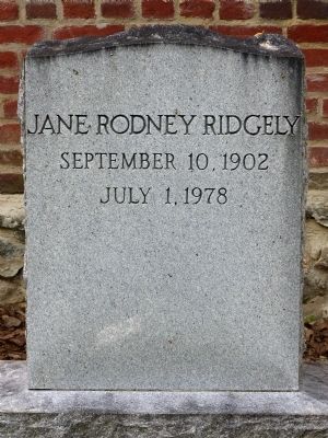Jane Rodney Ridgely<br>September 10, 1902<br>July 1, 1978 image. Click for full size.