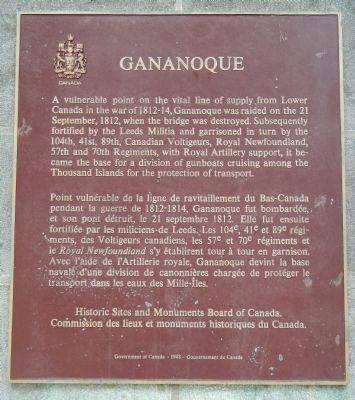Gananoque Marker. Click for full size. Gananoque Marker image. Click for full size.