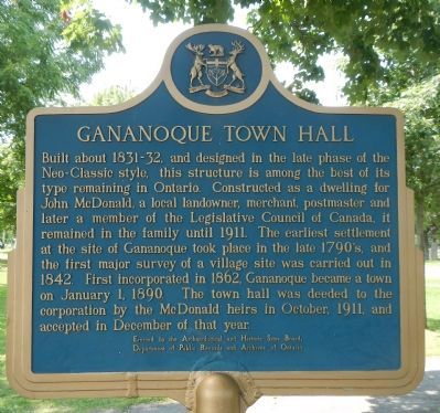 Gananoque Town Hall Marker image. Click for full size.