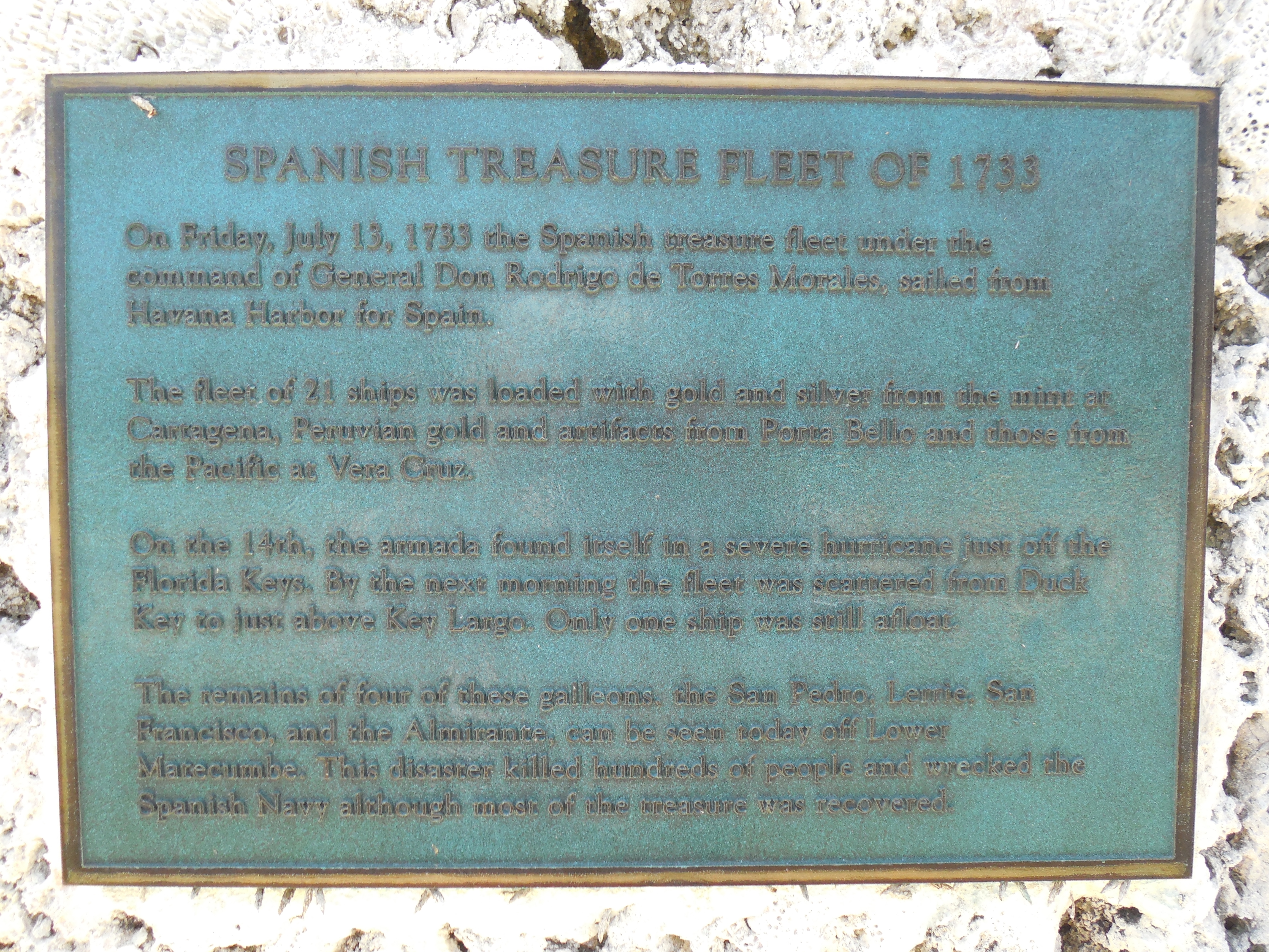 Spanish Treasure Fleet of 1733 Marker