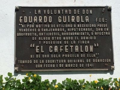 El Cafetalón Marker. Click for full size. El Cafetalón Marker image. Click for full size.