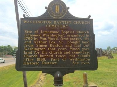 Washington Baptist Church Cemetery Marker image. Click for full size.