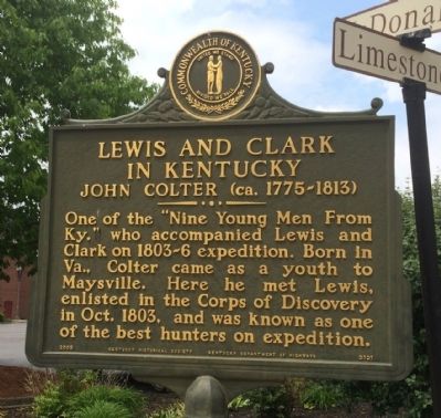Lewis and Clark in Kentucky Marker (Side 1) image. Click for full size.