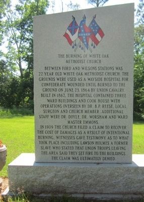 The Burning of White Oak Methodist Church Marker image. Click for full size.