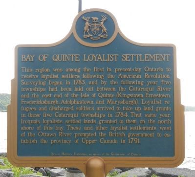 Bay of Quinte Loyalist Settlement Marker image. Click for full size.