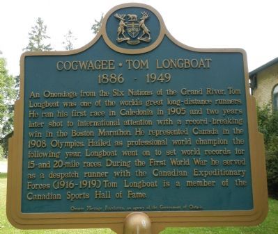 Cogwagee • Tom Longboat Marker (English). Click for full size. Cogwagee • Tom Longboat Marker (English) image. Click for full size.