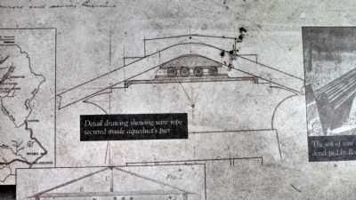 Detail drawing showing wire rope secured inside aqueduct's pier image. Click for full size.