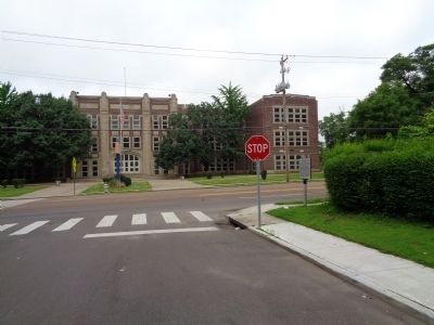 View to Belleview (U.S. 51) looking west to Bellview Middle School. Marker on right. Click for full size. View to Belleview (U.S. 51) looking west to Bellview Middle School. Marker on right image. Click for full size.
