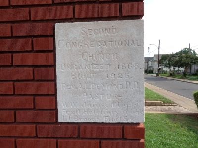 Second Congregational Church Cornerstone image. Click for full size.