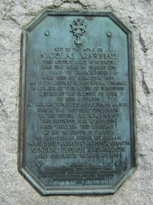 Site of the Home of Nicolas Martiau Marker image. Click for full size.
