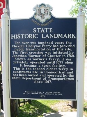 Chester-Hadlyme Ferry Marker image. Click for full size.