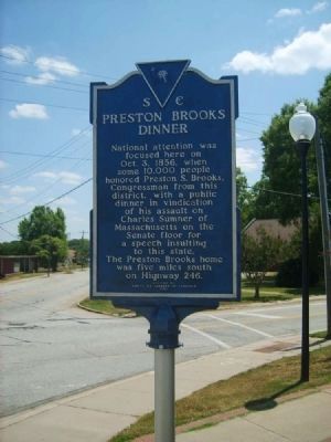 Preston Brooks Dinner Marker image. Click for full size.