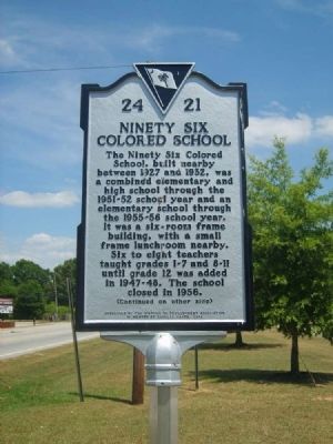 Ninety Six Colored School Marker<br>Front image. Click for full size.