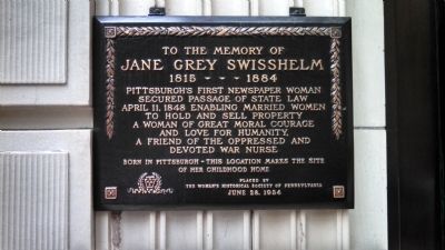 Jane Grey Swisshelm Childhood Home Marker image. Click for full size.