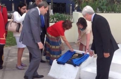 Unveiling of the Eduardo Luis Duhalde Marker. Click for full size. Unveiling of the Eduardo Luis Duhalde Marker image. Click for full size.