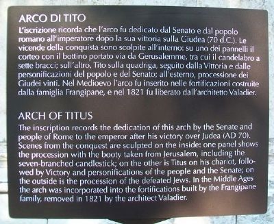 Arch of Titus / Arco di Tito Marker. Click for full size. Arch of Titus / Arco di Tito Marker image. Click for full size.